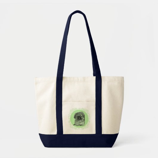 Tote Bag Pékinois chiot vert (Devant)
