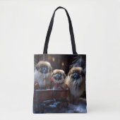Tote Bag Pékinois période de fêtes de Noël (Devant)