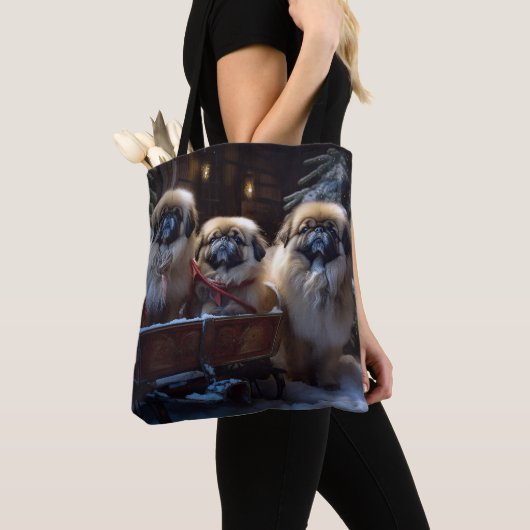 Tote Bag Pékinois période de fêtes de Noël (De près)