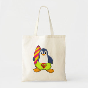 Tote Bag Penguin comme surfer avec Surfer