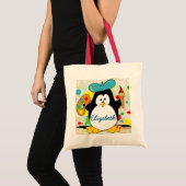 Tote Bag Penguin Painter Ajouter un nom (Devant (produit))