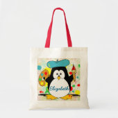 Tote Bag Penguin Painter Ajouter un nom (Devant)