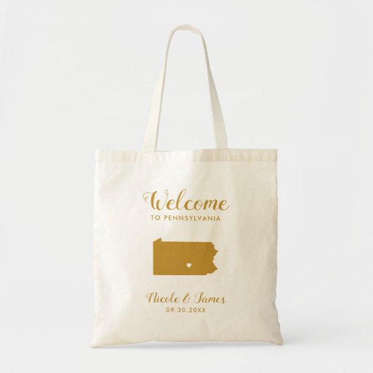 Tote Bag Pennsylvanie Destination Wedding Welcome Bag, Gold (Devant)