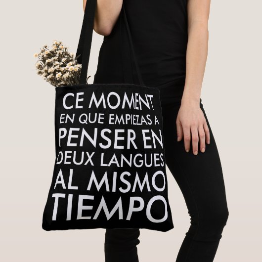 Tote Bag Pensée en français et espagnol (De près)