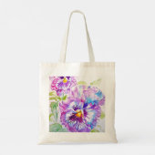 Tote Bag Pensée Pensées Fleur aquarelle pourpre (Dos)