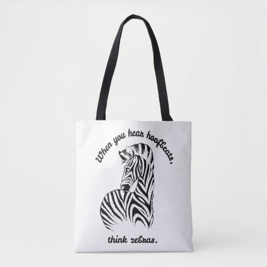 Tote Bag Pensez aux zèbres (Devant)