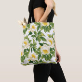 Tote Bag Peonies de Claire de Lune blanches et jaunes (De près)