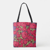 Tote Bag Peonies rouges avec Feuilles d'or (Dos)