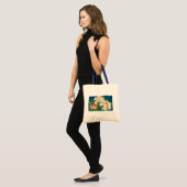 Tote Bag Peonies vintages sur Bleu (Devant (modèle))
