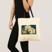 Tote Bag Peonies vintages sur Bleu (Devant (produit))