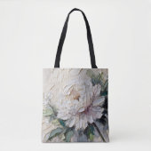Tote Bag Peony blanc Impasto Art (Devant)