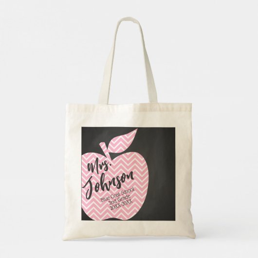 Tote Bag Pépinière Professeur chevron rose pomme cadeau mod (Dos)