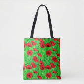 Tote Bag Pépites rouges dans un champ vert (Devant)