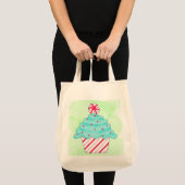 Tote Bag Peppermenthe de Noël Cupcake Art original Vert (Devant (produit))