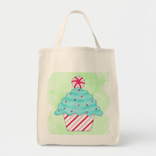 Tote Bag Peppermenthe de Noël Cupcake Art original Vert (Devant)
