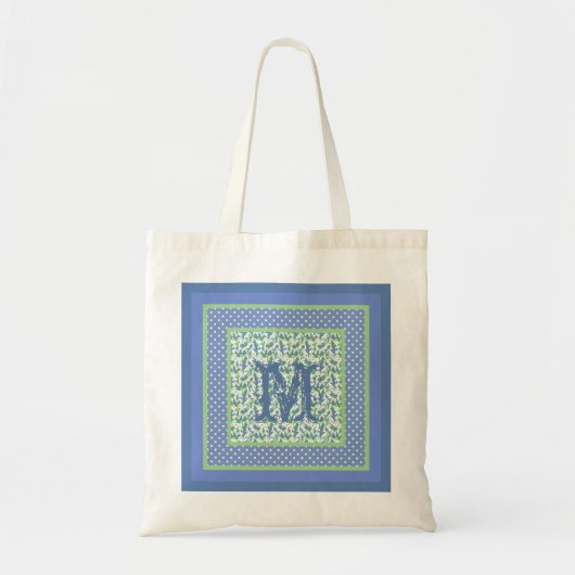 Tote Bag Perce-neiges décorées d'un monogramme et pois (Devant)