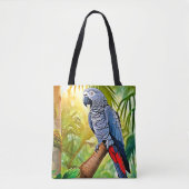 Tote Bag Perche de perroquet gris (Devant)