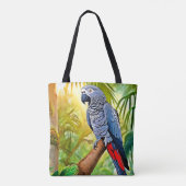 Tote Bag Perche de perroquet gris (Dos)