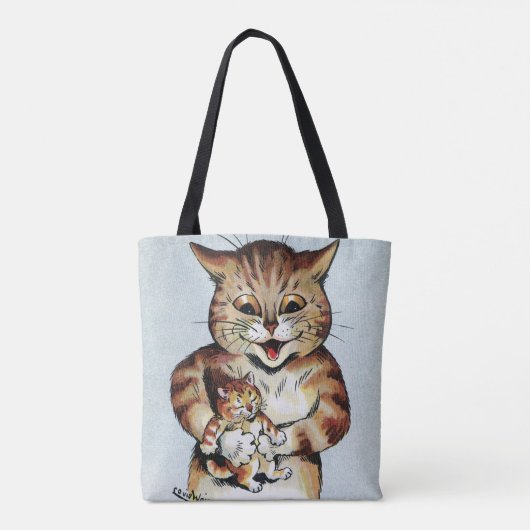 Tote Bag Père Chat tenant un chaton, Louis Wain (Dos)