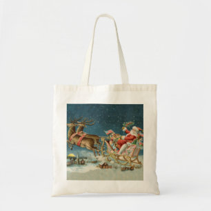 Tote Bag Père Noël Antique Sleigh Reindeer