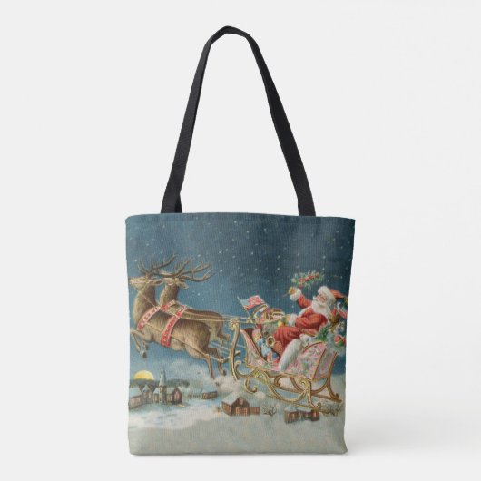 Tote Bag Père Noël Antique Sleigh Reindeer (Dos)
