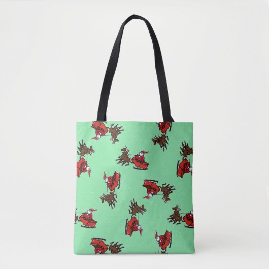 Tote Bag Père Noël avec sly sur vert (Devant)