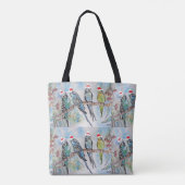 Tote Bag Père Noël Budgie Noël aquarelle peinture oiseau (Dos)
