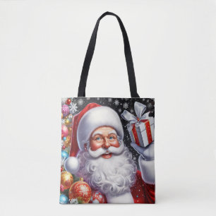 Tote Bag Père Noël classique avec présent & ornements
