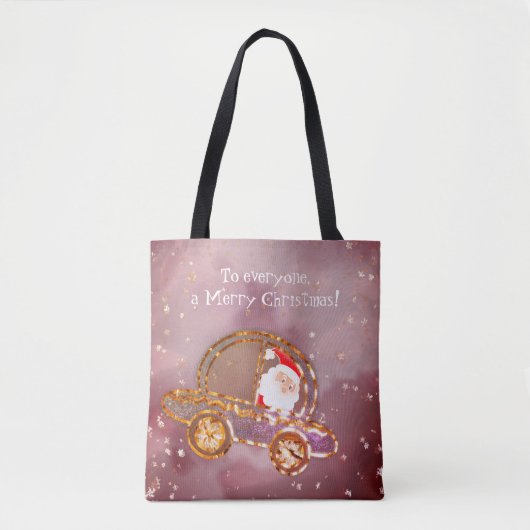 Tote Bag Père Noël dans sa voiture à Noël (Devant)
