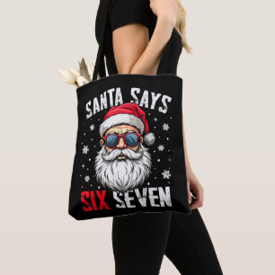 Tote Bag Père Noël drôle dit six sept Noël 67 Meme Xmas