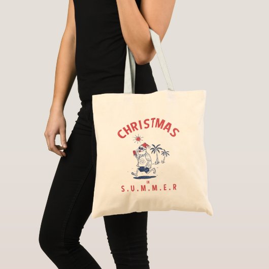 Tote Bag Père Noël Drôle En Été Noël En Juillet (Devant (produit))