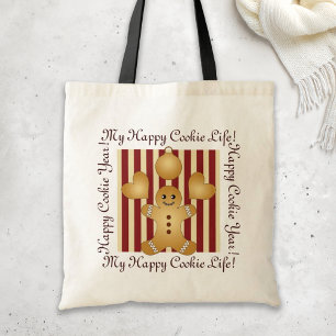 Tote Bag Père Noël en pain d'épice mignon Cookie Stripe Rou