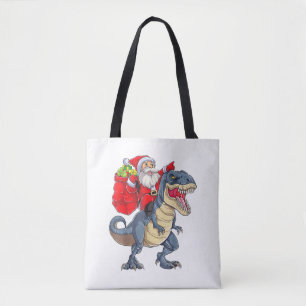 Tote Bag Père Noël équitation Dinosaur T rex Christmas Boys