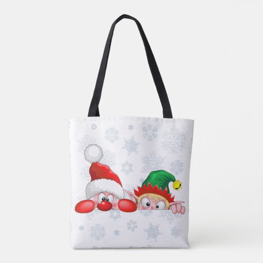 Tote Bag Père Noël et Elf Cute et drôle Caractères Pékin (Dos)