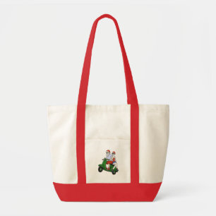 Tote Bag Père Noël et Mme Claus chevauchant un scooter