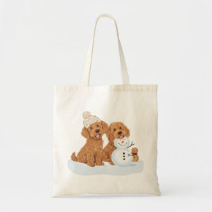 Tote Bag Père Noël Goldendoodle Chien Bonhomme de Neige