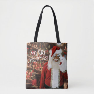 Tote Bag Père Noël heureux dans son atelier