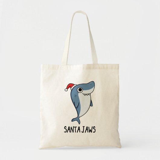 Tote Bag Père Noël Jaws Funny Shark Christmas Pun (Devant)