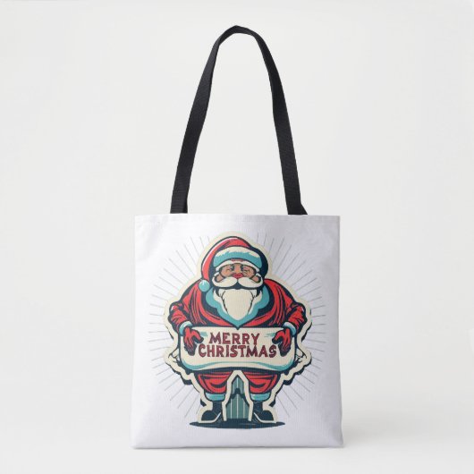Tote Bag Père Noël Joyeux Message Diffusion Joie de Noël (Devant)
