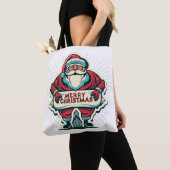 Tote Bag Père Noël Joyeux Message Diffusion Joie de Noël (De près)