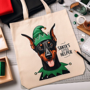 Tote Bag Père Noël Little Helper Christmas Dobermann Dog EL