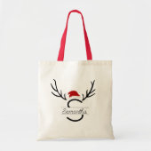 Tote Bag Père Noël moderne Monogram Antler Noël Nom personn (Devant)
