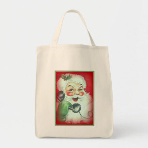 Tote Bag Père Noël parlant sur toile téléphonique Noël Four