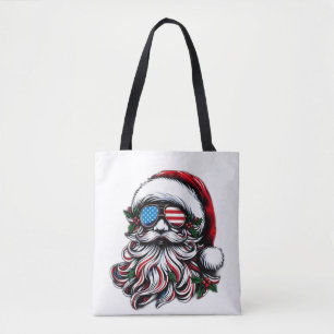 Tote Bag Père Noël patriotique/américain de Noël