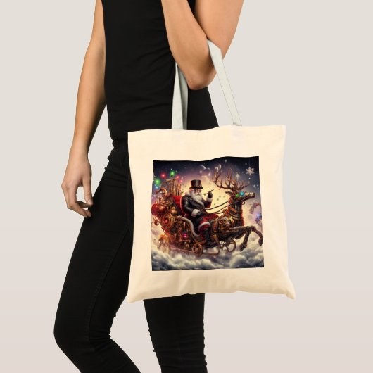 Tote Bag Père Noël/Reindeer steampunk Noël/hiver (Devant (produit))
