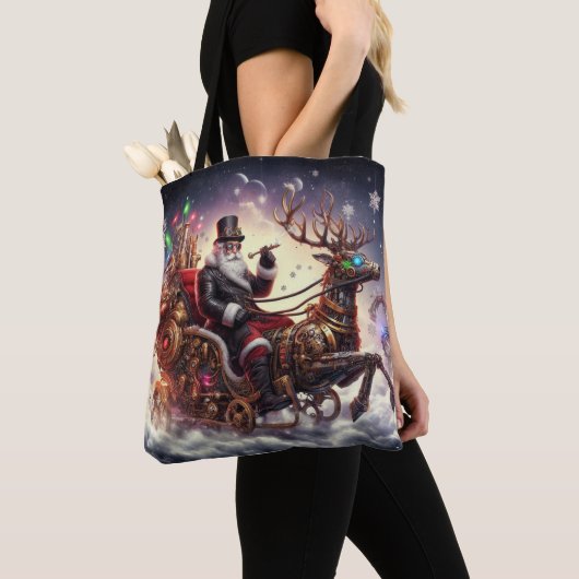 Tote Bag Père Noël/Reindeer steampunk Noël/hiver (De près)