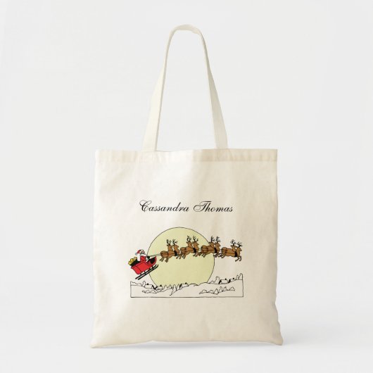 Tote Bag Père Noël Reindeer Sur La Neige Couverte Ville Lt (Devant)