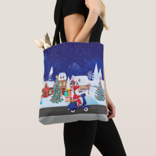 Tote Bag Père Noël ride scooter dans la ville de nuit
