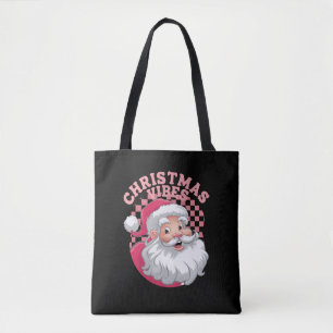 Tote Bag Père Noël Rose Rétro Vintage Noël