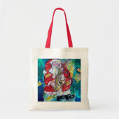 Tote Bag PÈRE NOËL & SAX, PARTI NOËL Bleu (Devant)